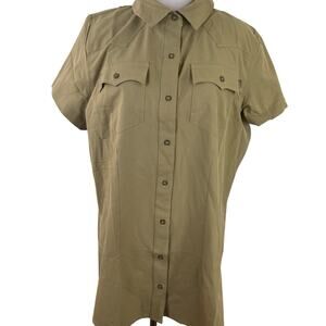 King Ranch Olive Green Button Up Short Sleeve Western Shirt NWOT Size Large
